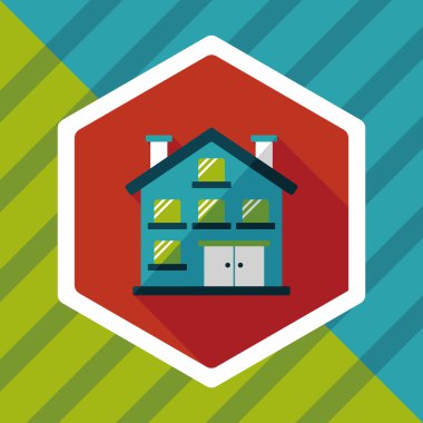 Bina daire düz simgesi ile uzun gölge, eps10