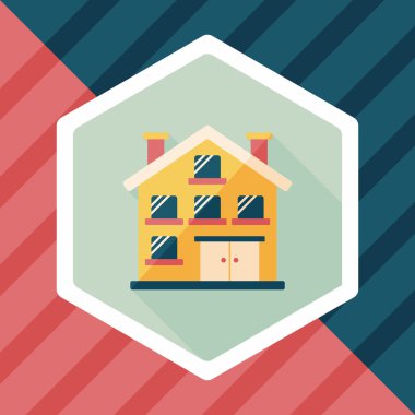 Bina daire düz simgesi ile uzun gölge, eps10