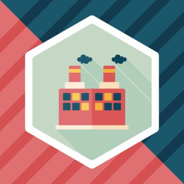 Bina Fabrika düz simgesi ile uzun gölge, eps10