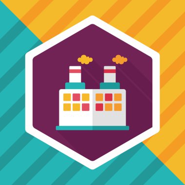 Bina Fabrika düz simgesi ile uzun gölge, eps10