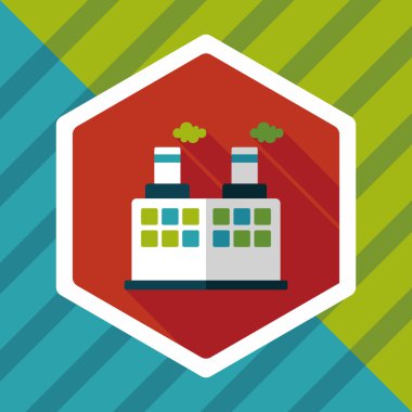 Bina Fabrika düz simgesi ile uzun gölge, eps10