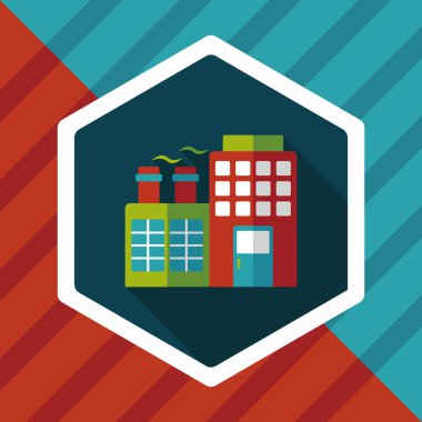 Uzun gölge ile gökdelenler düz simgesi