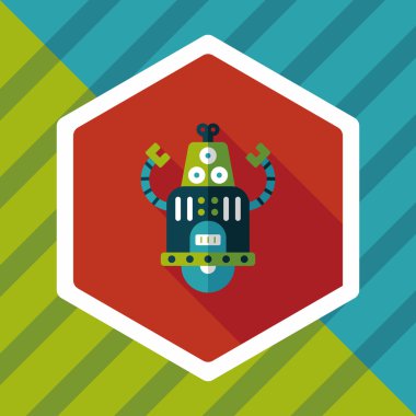 Robot kavramı uzun gölge, eps10 düz simgesiyle