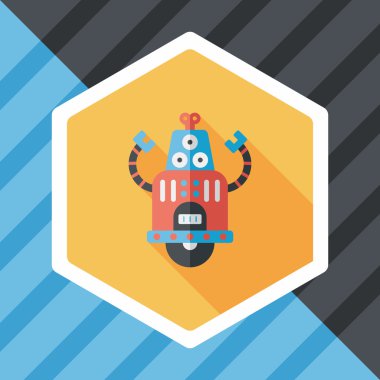 Robot kavramı uzun gölge, eps10 düz simgesiyle