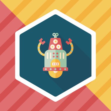 Robot kavramı uzun gölge, eps10 düz simgesiyle