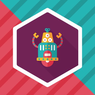 Robot kavramı uzun gölge, eps10 düz simgesiyle