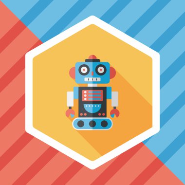 Robot kavramı uzun gölge, eps10 düz simgesiyle