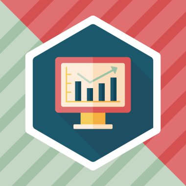 iş grafik düz simgesini uzun gölge, eps10 ile