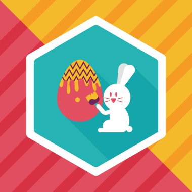 Paskalya tavşanı düz simgesi ile uzun gölge, eps10