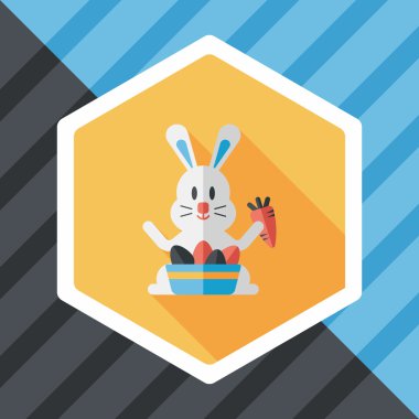 Paskalya tavşanı düz simgesi ile uzun gölge, eps10