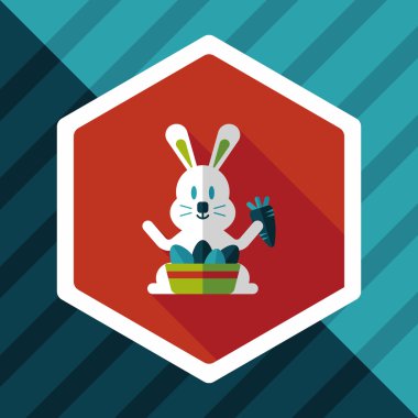 Paskalya tavşanı düz simgesi ile uzun gölge, eps10