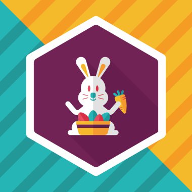 Paskalya tavşanı düz simgesi ile uzun gölge, eps10