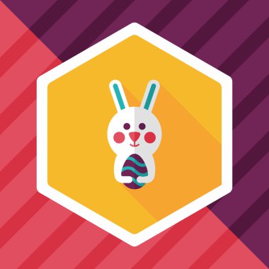 Paskalya tavşanı düz simgesi ile uzun gölge, eps10