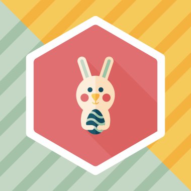 Paskalya tavşanı düz simgesi ile uzun gölge, eps10