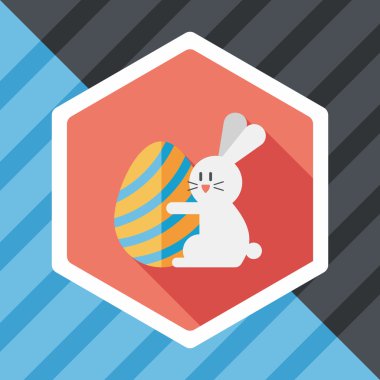 Paskalya tavşanı düz simgesi ile uzun gölge, eps10