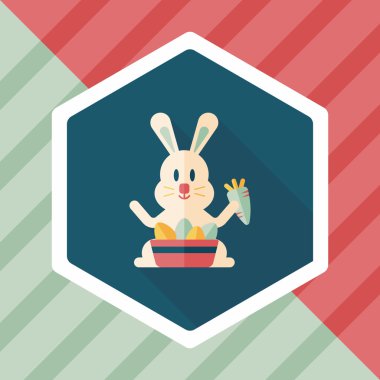 Paskalya tavşanı düz simgesi ile uzun gölge, eps10