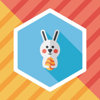 Paskalya tavşanı düz simgesi ile uzun gölge, eps10