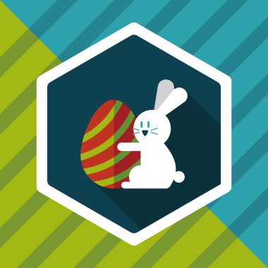 Paskalya tavşanı düz simgesi ile uzun gölge, eps10