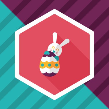 Paskalya tavşanı düz simgesi ile uzun gölge, eps10