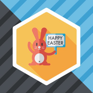 Paskalya tavşanı düz simgesi ile uzun gölge, eps10