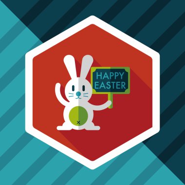 Paskalya tavşanı düz simgesi ile uzun gölge, eps10