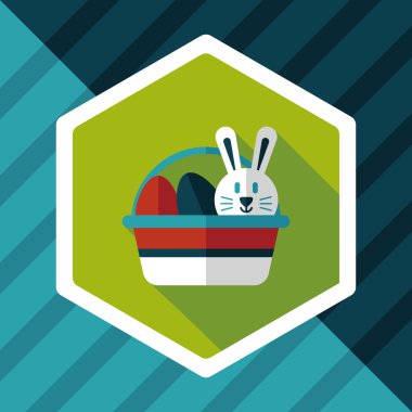 Paskalya tavşanı düz simgesi ile uzun gölge, eps10