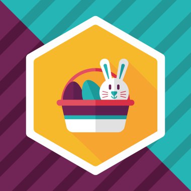 Paskalya tavşanı düz simgesi ile uzun gölge, eps10