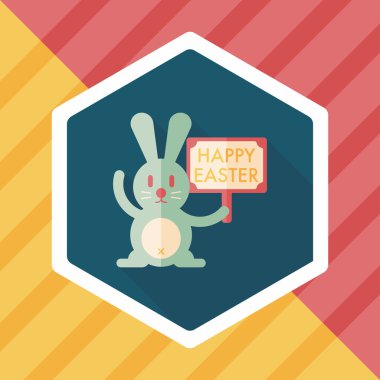 Paskalya tavşanı düz simgesi ile uzun gölge, eps10