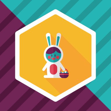 Paskalya tavşanı düz simgesi ile uzun gölge, eps10
