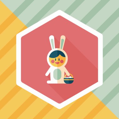 Paskalya tavşanı düz simgesi ile uzun gölge, eps10