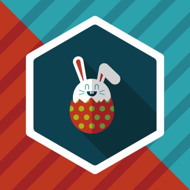 Paskalya tavşanı düz simgesi ile uzun gölge, eps10