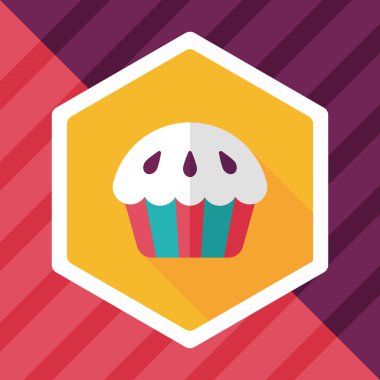 cupcake düz simgesi ile uzun gölge, eps10