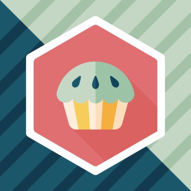 cupcake düz simgesi ile uzun gölge, eps10