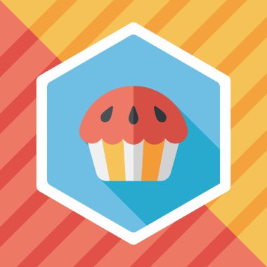 cupcake düz simgesi ile uzun gölge, eps10