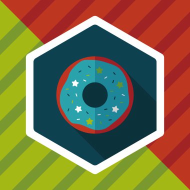 Donut düz simgesi ile uzun gölge, eps10