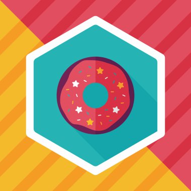 Donut düz simgesi ile uzun gölge, eps10