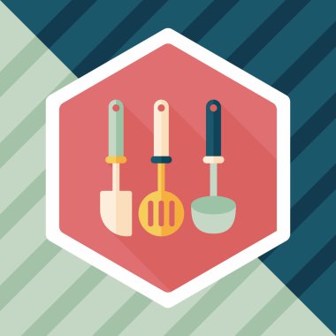 Uzun Gölge, eps10 ile mutfak eşyaları spatula düz simgesi