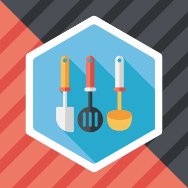 Uzun Gölge, eps10 ile mutfak eşyaları spatula düz simgesi