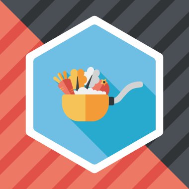 Uzun Gölge, eps10 ile mutfak eşyaları pot düz simgesi