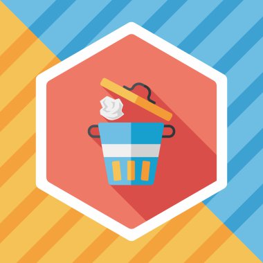 Uzun Gölge, eps10 ile mutfak eşyaları çöp düz simgesi