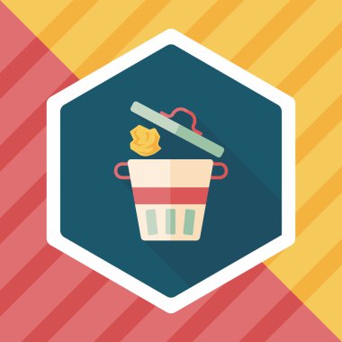 Uzun Gölge, eps10 ile mutfak eşyaları çöp düz simgesi