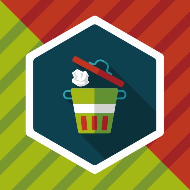 Uzun Gölge, eps10 ile mutfak eşyaları çöp düz simgesi