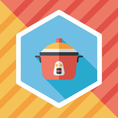 mutfak eşyaları pirinç Ocak düz simgesiyle uzun gölge, eps10