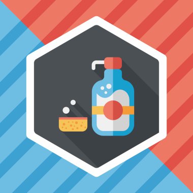 Uzun Gölge, eps10 ile mutfak eşyaları çanak sabun düz simgesi