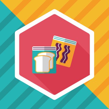 mutfak eşyaları fermuar çanta uzun gölge, eps10 simgesiyle düz