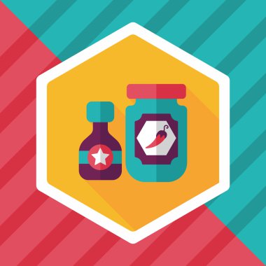 Uzun Gölge, eps10 ile mutfak eşyaları acı sos düz simgesi