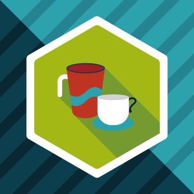 Uzun Gölge, eps10 ile mutfak eşyaları Kupası düz simgesi