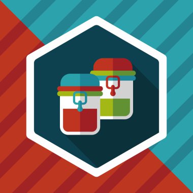 kapsayıcı düz simgesi uzun gölge, eps1 ile koruma mutfak eşyaları