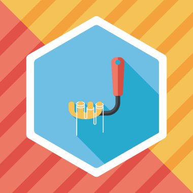 Uzun Gölge, eps10 ile mutfak eşyaları spagetti kaşığı düz simgesi