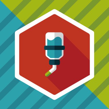 Evde beslenen hayvan su şişe uzun gölge, eps10 düz simgesiyle içme